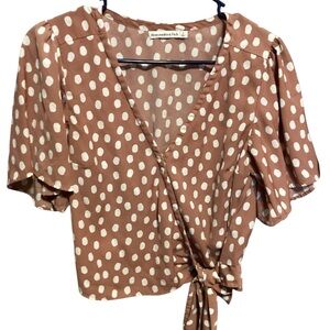 Abercrombie & Fitch Tan Polka Dot Blouse